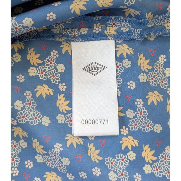 Oilily Silk Summer Floral 1940's Style Dress Size 42 US 12 Blue - Picture 8 of 15